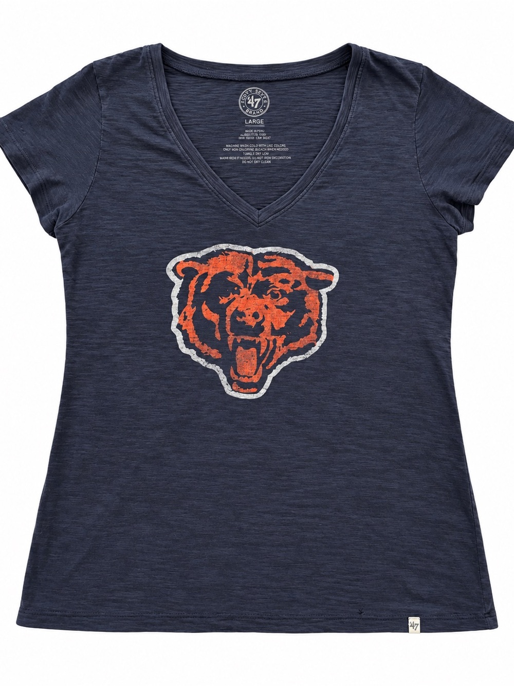 Chicago Bears Women’s V-Neck T-Shirt Navy Size Large